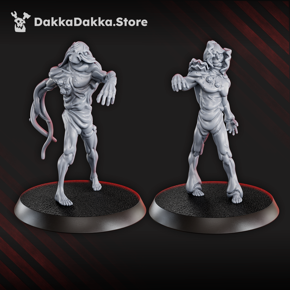 Tet’o Obsessed Squad miniature set, Trench Crusade Style mutated cult infantry with tentacles