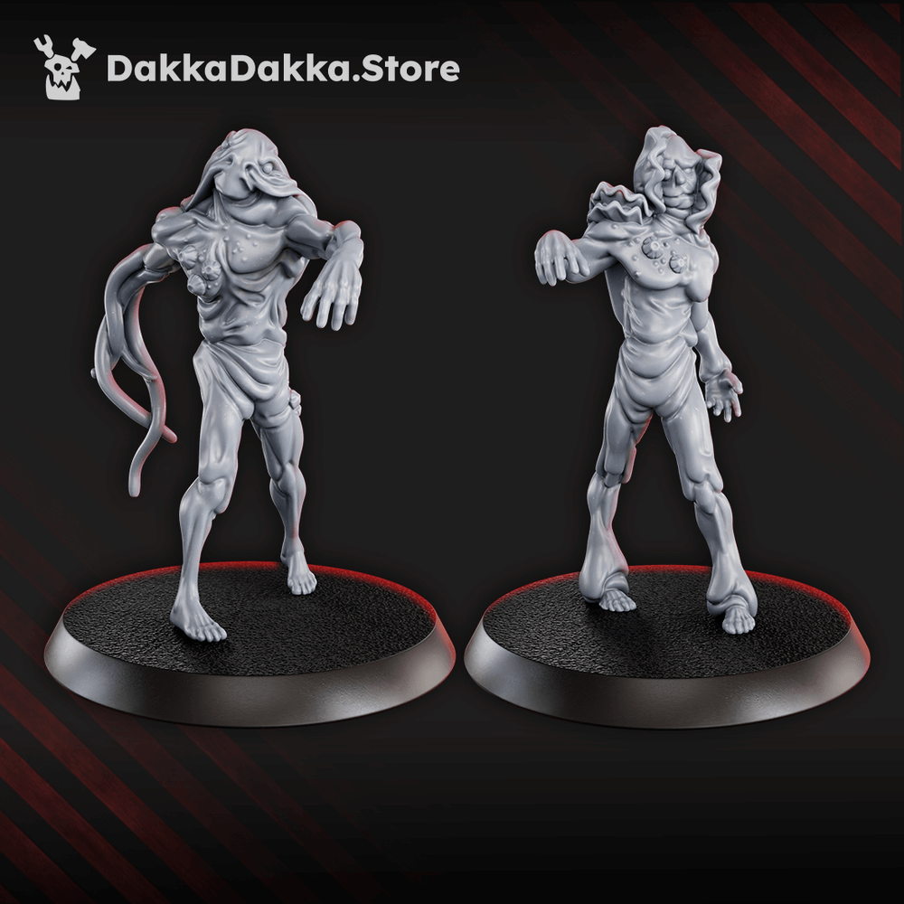 Tet’o Obsessed Squad miniature set, Trench Crusade Style mutated cult infantry with tentacles