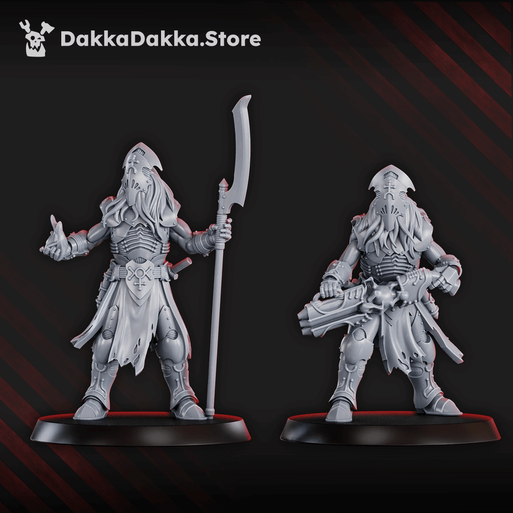 Trench Crusade Style Tet'o Kr'lieh Keeper Squad 6 resin miniatures with polearms and robes
