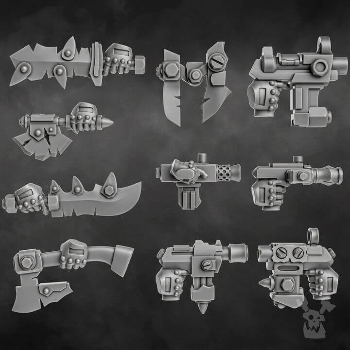 Thunderin Krew ork miniatures resin squad of 5 with jet-packs, weapons, and dynamic flight poses