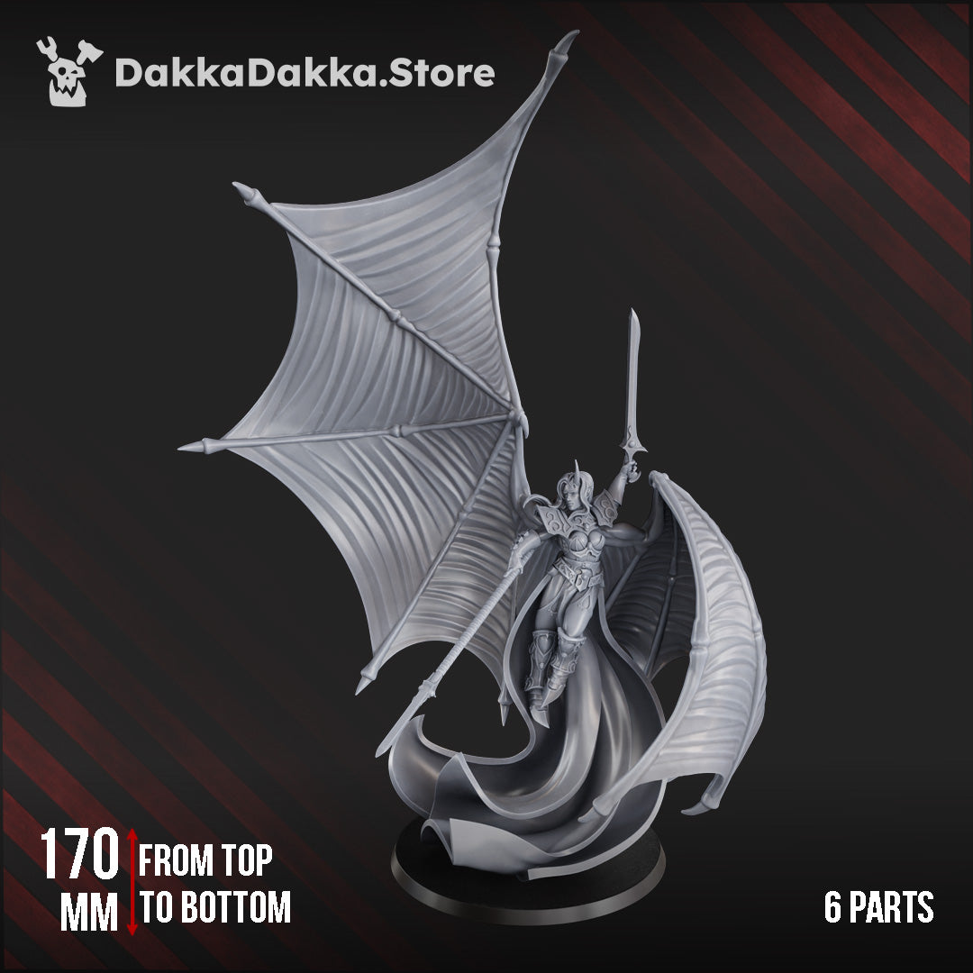 Sci-fi chaos cult female miniature 'Liberated Eve' with wings and sword, 170mm tall, 6 parts, by DakkaDakka.store.