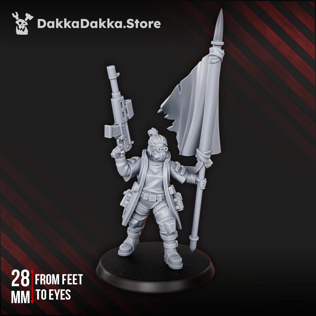 Gang Member The Alcal Rats Master female leader with rifle and banner