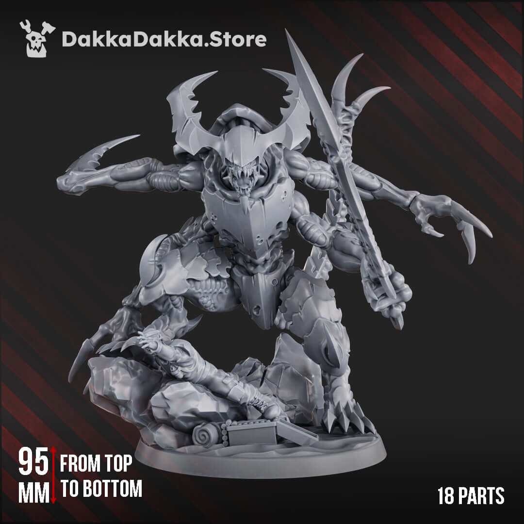 King of the Great Harvest sci-fi wargaming miniature, 95mm tall, features 18 parts and intricate design by DakkaDakka.store.
