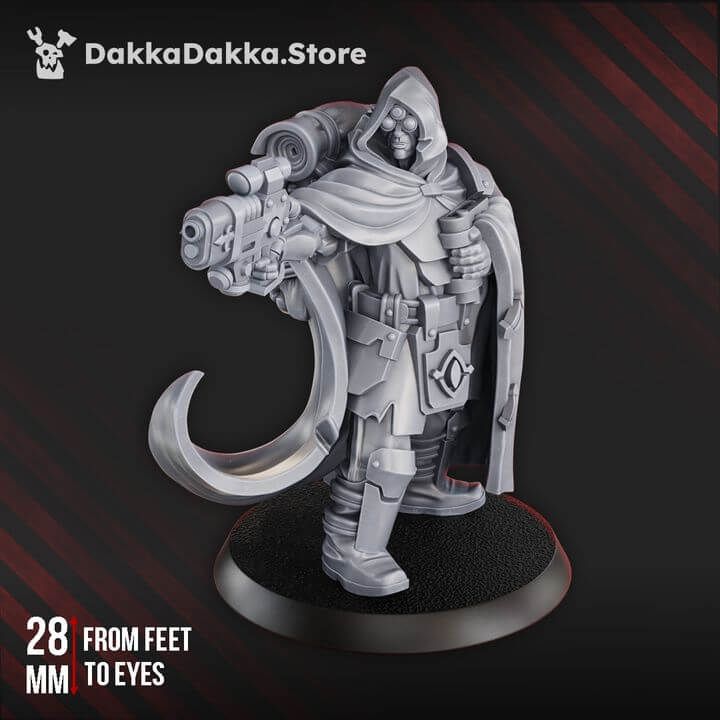 Holy Department of Heretical Investigations 32mm sci-fi miniature by DakkaDakka, featuring detailed inquisitor model.