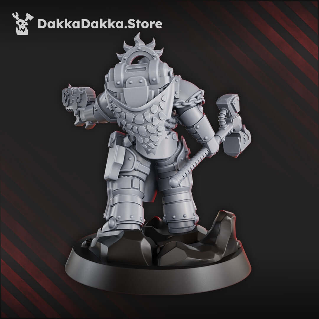 Ignisaurus Lieutenant Saurus miniature in grey, 32mm scale for sci-fi wargaming, featuring 2 head and weapon options.
