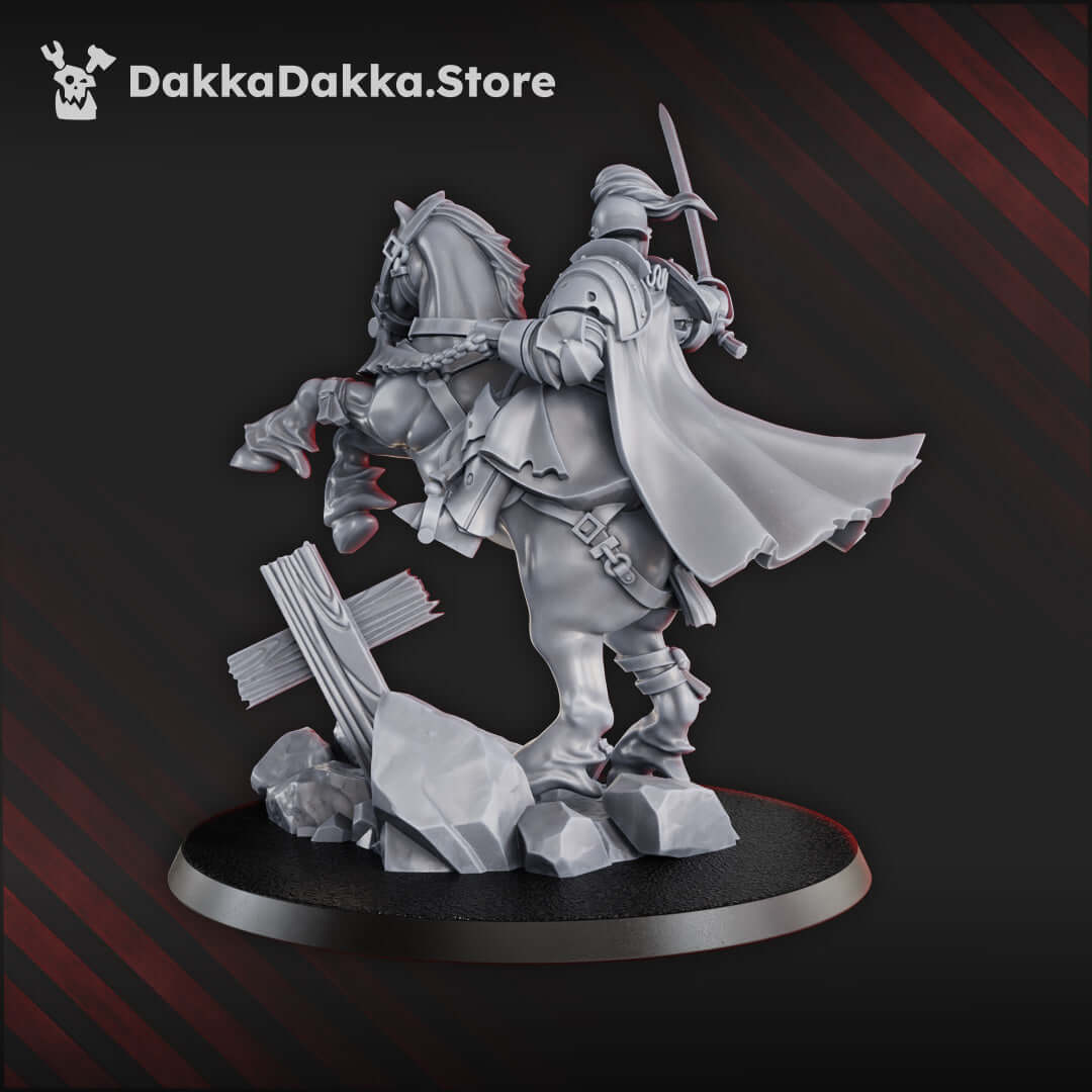 Don Miguel de Espinosa Cortes miniature, gothic horror wargame model on custom base, grey resin, durable design.