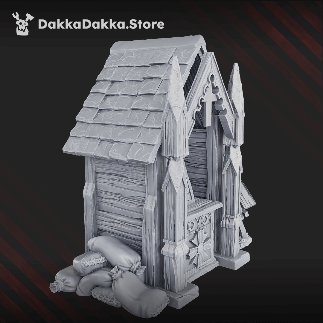 NexusBlock Shrine terrain model in grey resin, designed for sci-fi wargames, showcasing detailed architecture.