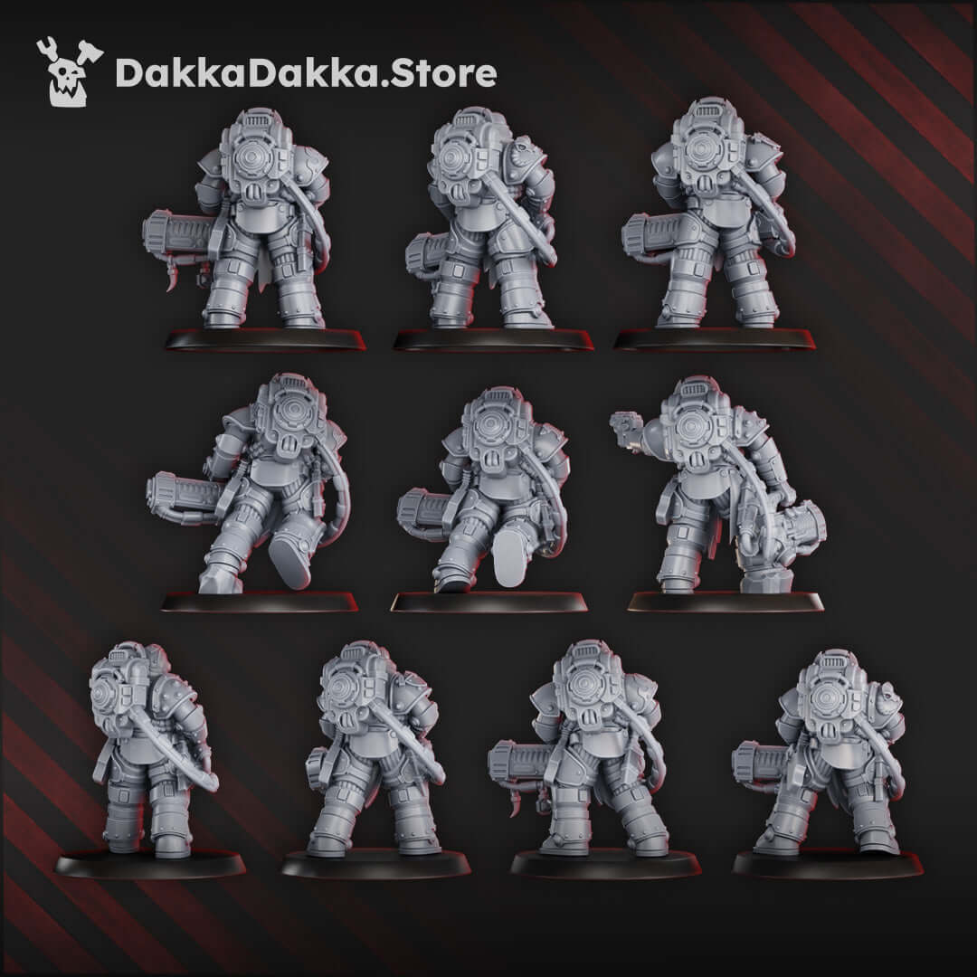 Ignisaurus Clan Pulsarum squad of 10 sci-fi miniatures, high-quality grey resin, perfect for wargaming, 32mm scale.