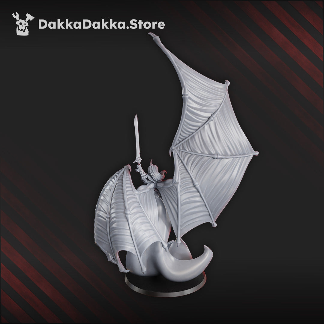 Sci-fi chaos cult female miniature 'Liberated Eve' with wings and sword, 170mm tall, 6 parts, by DakkaDakka.store.