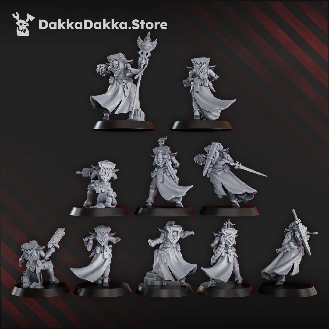 Maidens of Vengeance sci-fi miniatures set of 10 in grey resin for tabletop games by DakkaDakka.Store