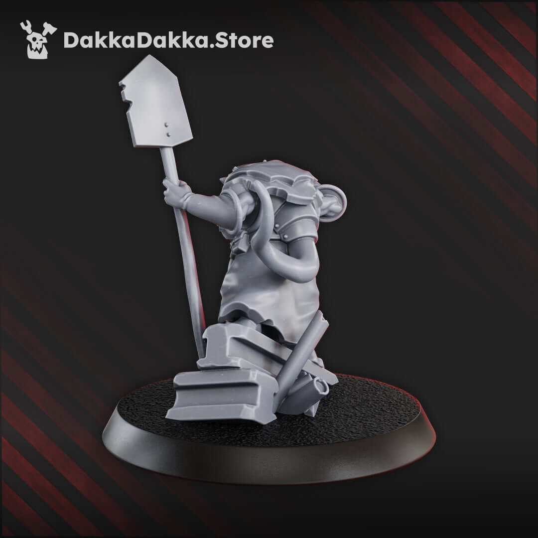 Rat Mind Miner miniature for sci-fi wargaming, designed by DakkaDakka.store, in high-quality grey resin.