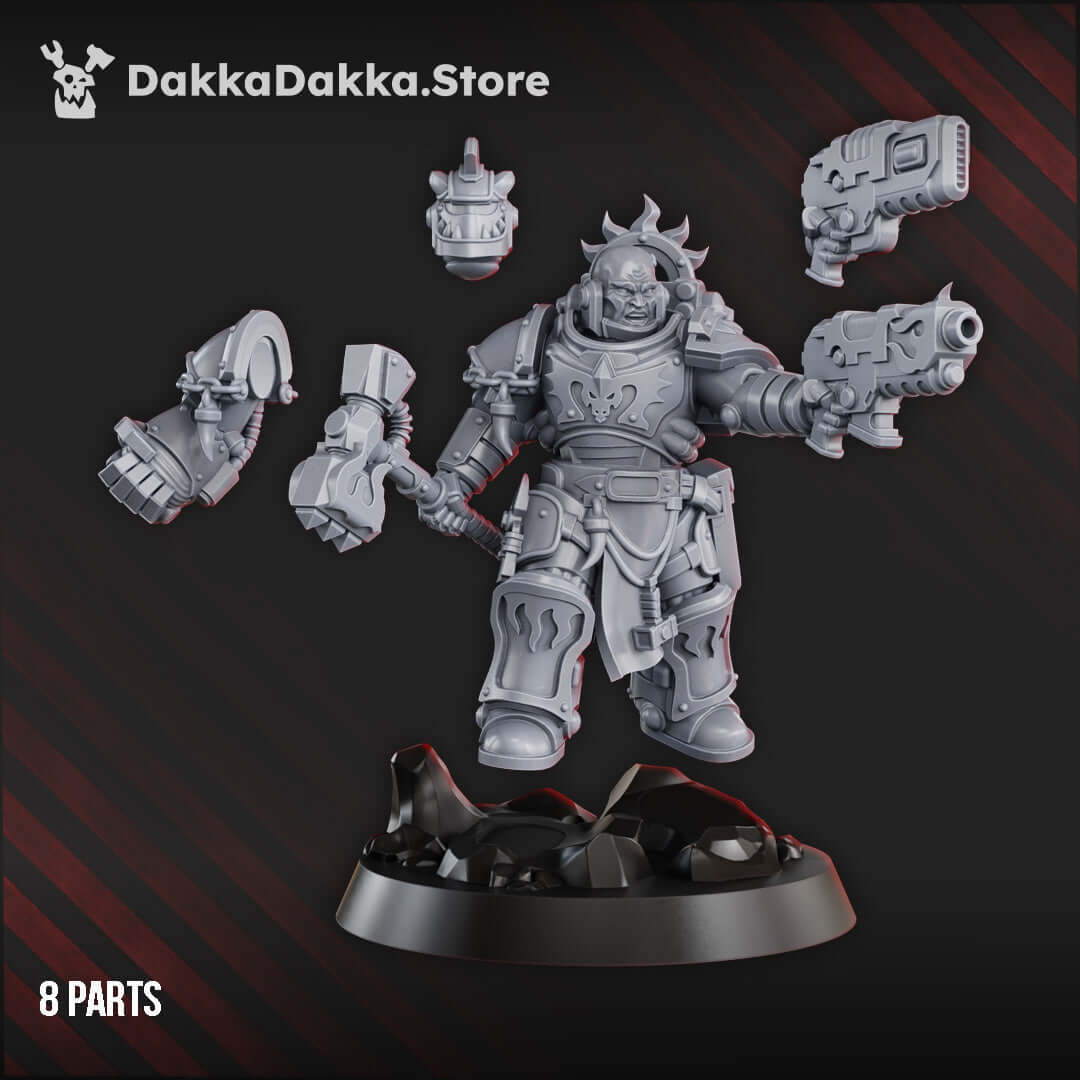 Ignisaurus Lieutenant Saurus 32mm miniature with weapon and head options, perfect for sci-fi tabletop battles.