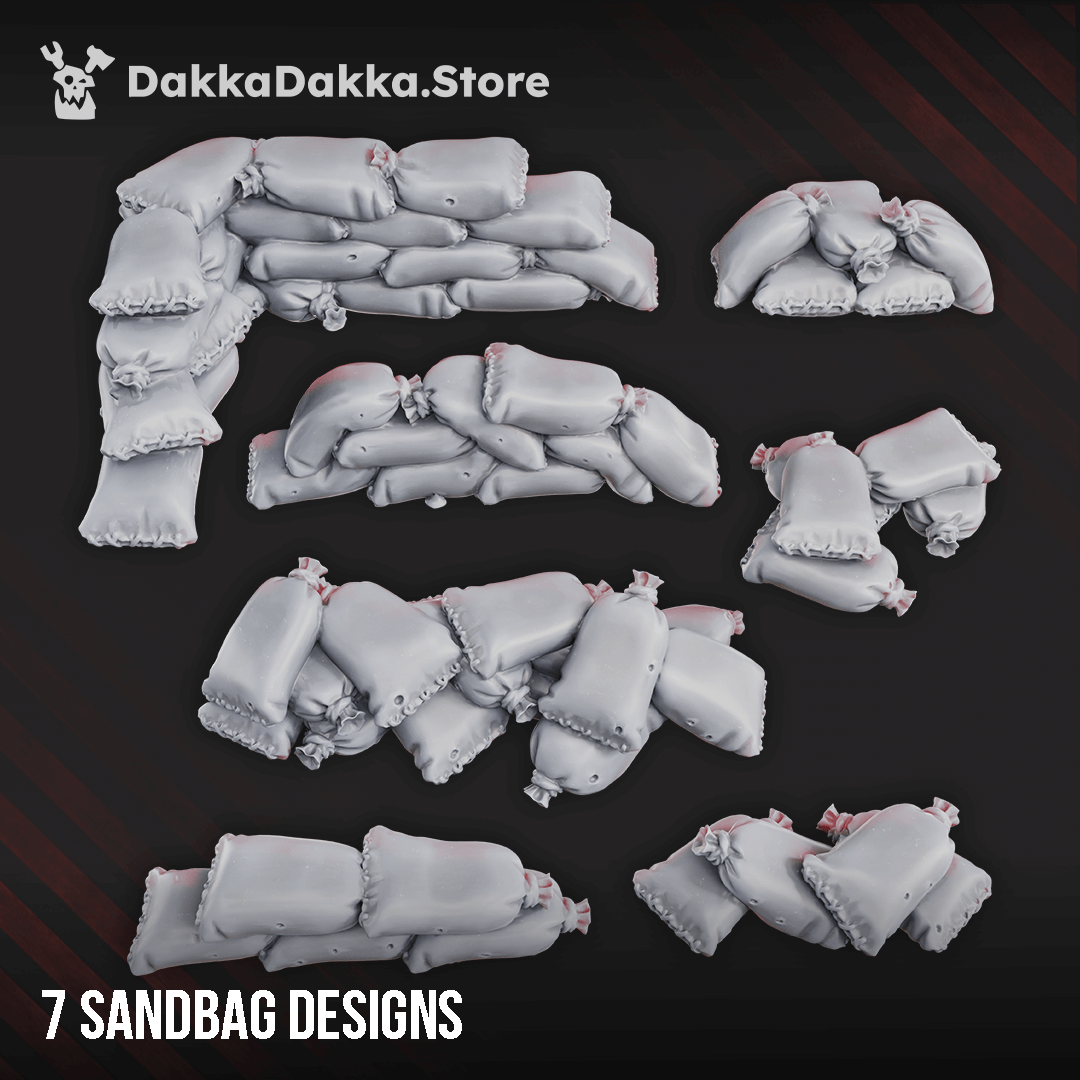 NexusBlock Decor Bits - 7 unique sandbag designs for sci-fi terrain and wargames by DakkaDakka.