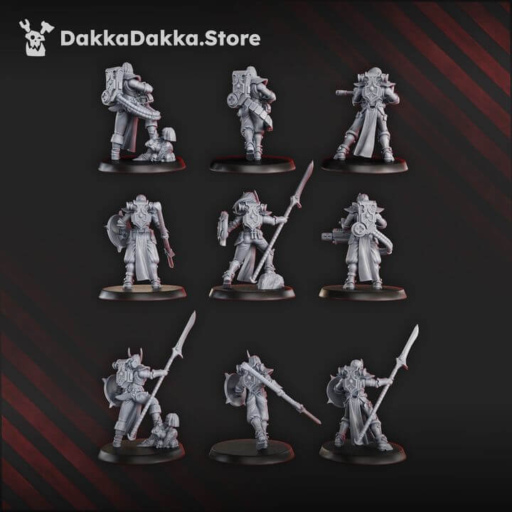 Gomorrah Idolaters Squad x19 sci-fi wargaming miniatures, 32mm tall, showing detailed resin models in action poses.