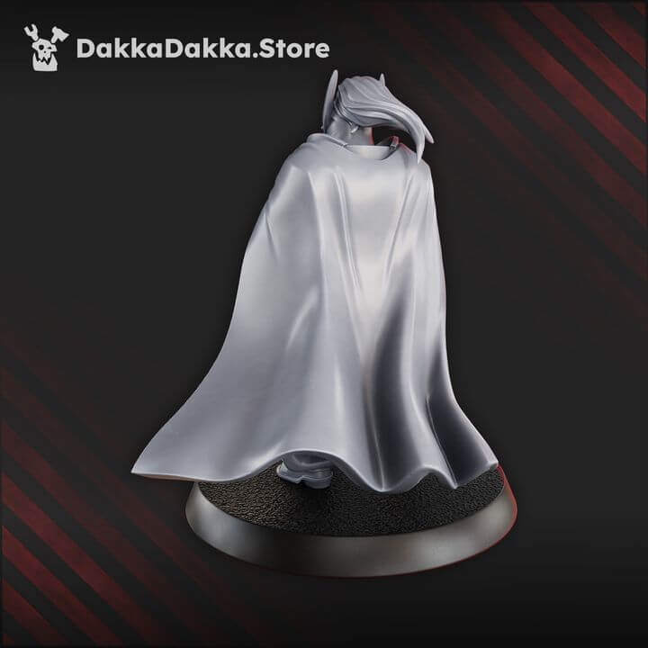 Khadessa Varn sci-fi chaos cult female miniature, 32 mm tall, wielding a massive blade, designed for tabletop wargames.