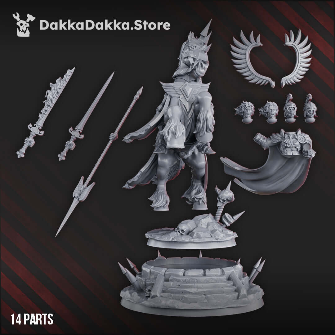 Seraphiel Saint Ordine Vendetta miniature by DakkaDakka, mounted warrior with holy fire and ornate battle regalia.
