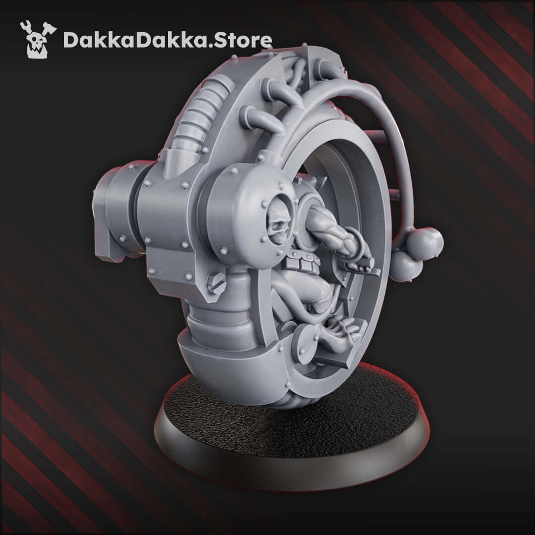 Miner Rat Biker miniature in grey resin, designed for sci-fi wargaming, detailed and durable model from DakkaDakka.store.