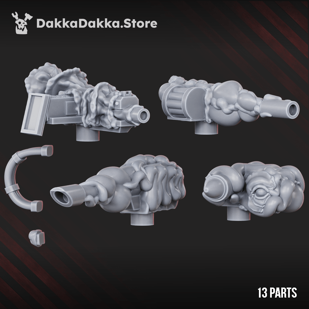 Diseased Shroomspawn Weapons Crew six plague mutant resin miniatures with mortar cannons and feral crawler support models,