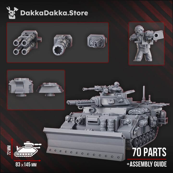 Infantry Fighting Vehicle CMR-31 from DakkaDakka, featuring 70 parts and assembly guide for sci-fi wargaming.