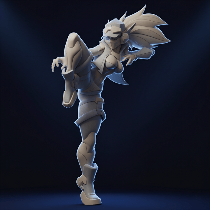 Sci fi pin up Kaori, red gold optical suit stealth operative resin miniature