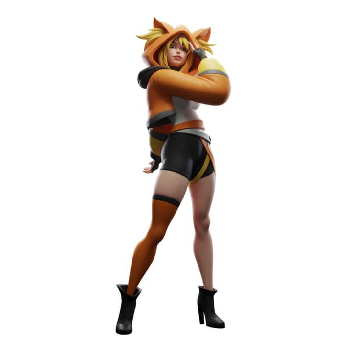 Sci fi pin up Iris — fox hoodie net assassin counter-hacker resin miniature