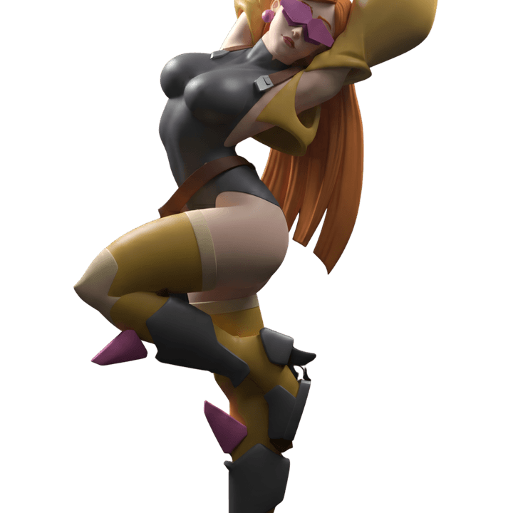 Sci fi pin up Hexa, amber exo-leg heavy defender tank resin miniature