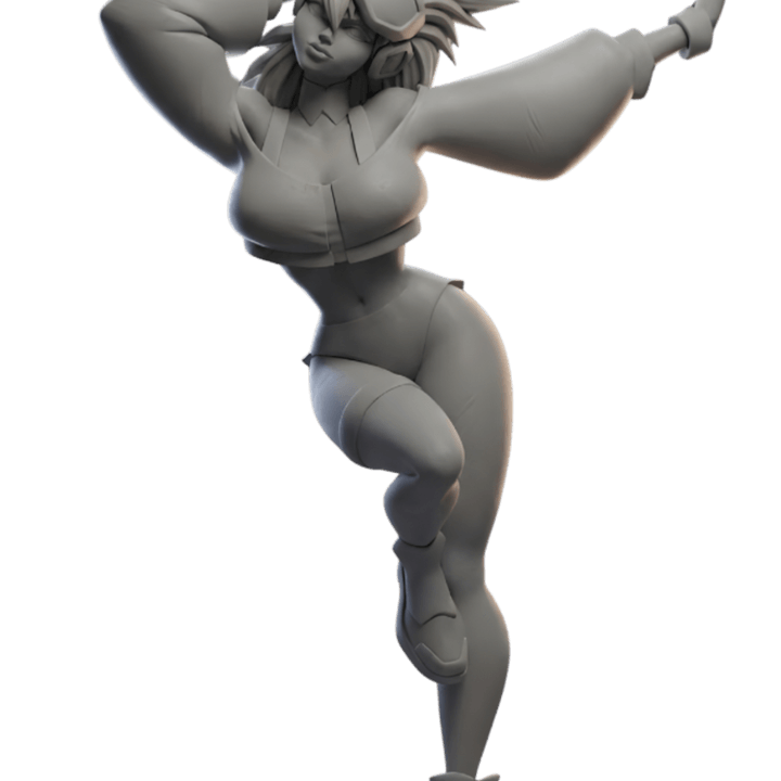 Sci fi pin up Raze, yellow teal cyber limb street racer shock trooper resin miniature