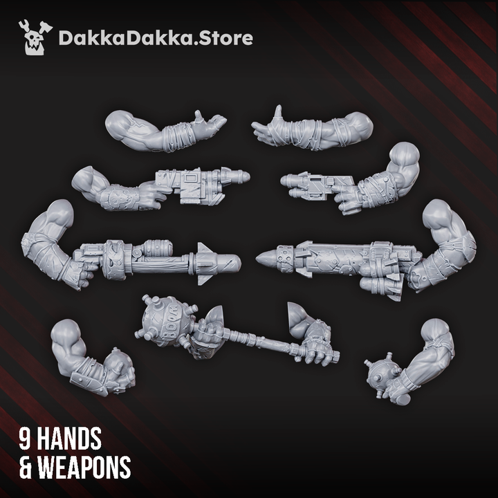 Space Orks Boombo Boyz 9 hands and weapon options including cannons and maul