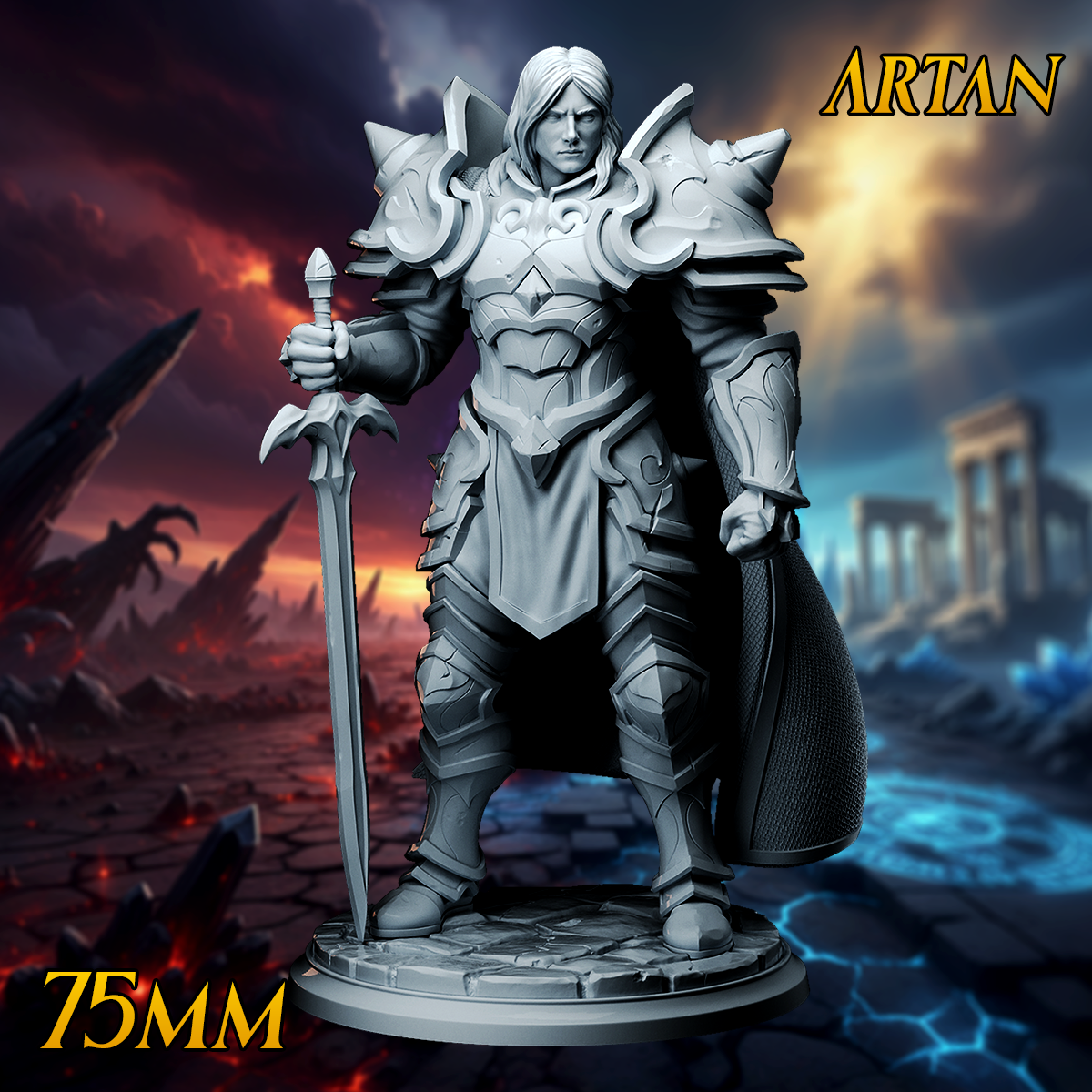 Artan 75mm holy knight resin miniature by Print Fantasy