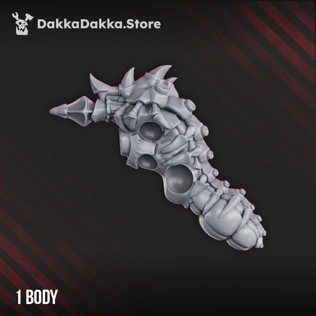 1 grey resin body model for Fang Throwers, perfect for sci-fi tabletop wargaming, designed by DakkaDakka.