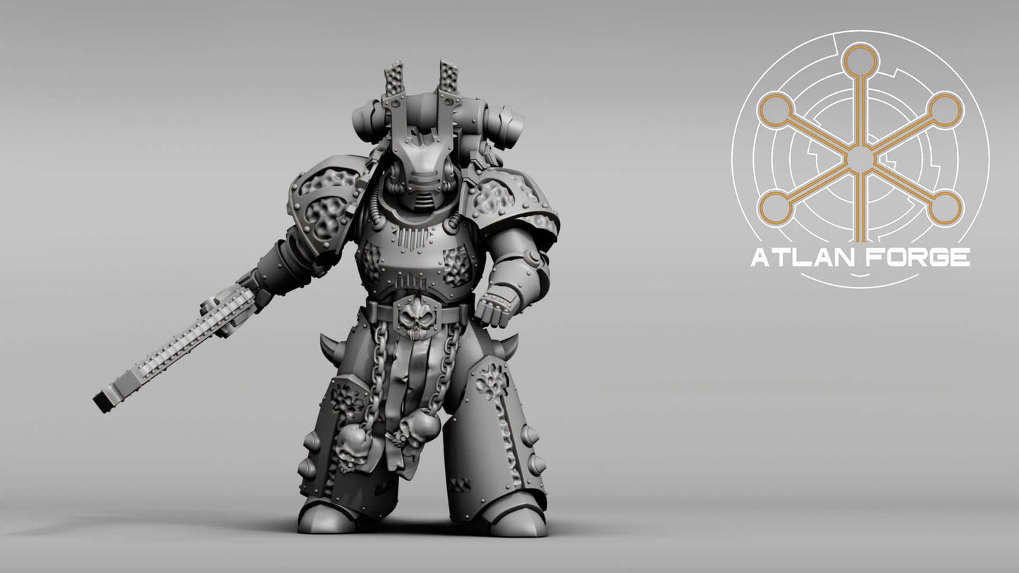 Hades Demented Squad miniature by Atlan Forge, sci-fi wargaming figure in grey resin, ready for tabletop battle games.