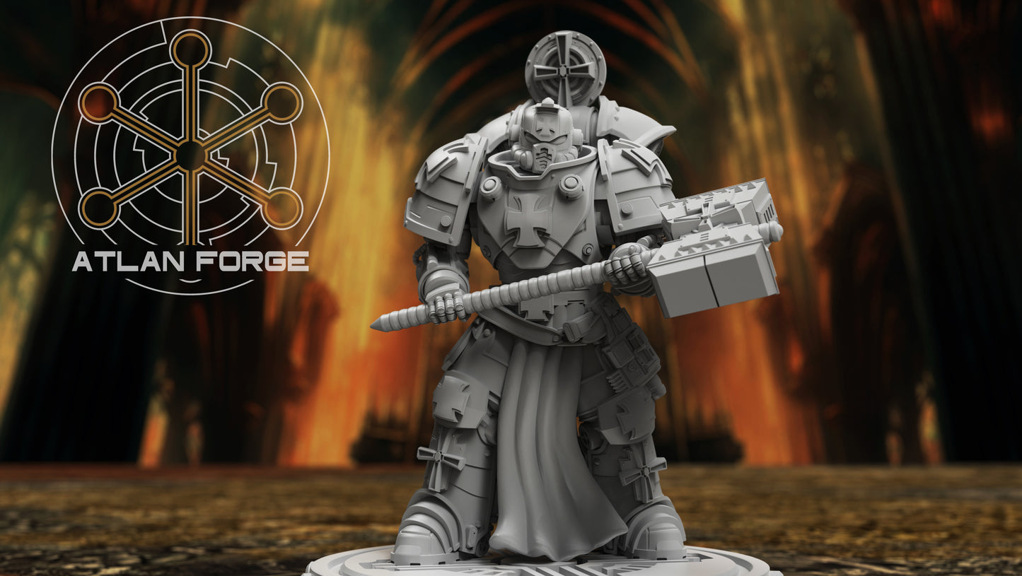 Three Templar Veterans miniatures in knightly armor, armed with weapons, designed for sci-fi tabletop gaming.