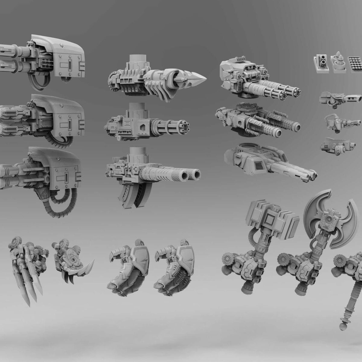 Primus Pattern Dreadnought Weapons resin kit with ranged and melee weapon options for 28mm walkers
