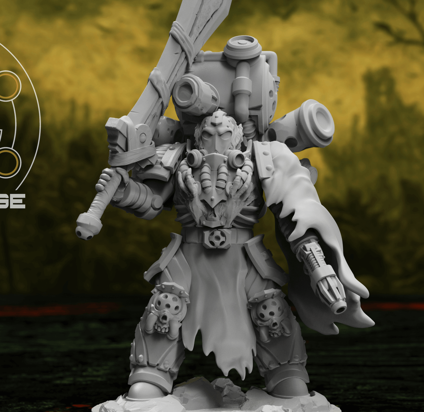 Mortis Plague Lord – 32mm diseased sci-fi resin miniature with corroded armour and plague-ridden details