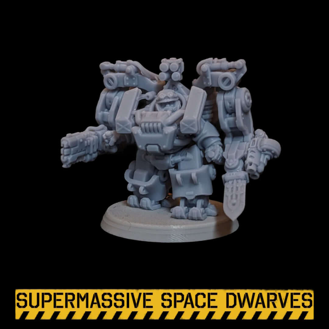 Space Dwarf ExoRigger Powersuit Guard - Sci-Fi Wargaming Miniatures, 32mm