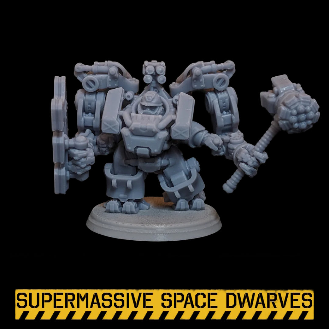 Space Dwarf ExoRigger Powersuit Guard - Sci-Fi Wargaming Miniatures, 32mm