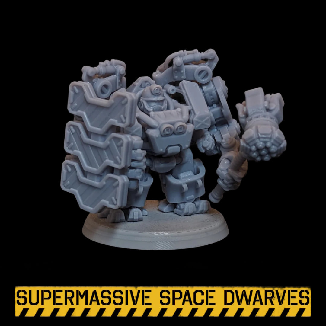 Space Dwarf ExoRigger Powersuit Guard - Sci-Fi Wargaming Miniatures, 32mm