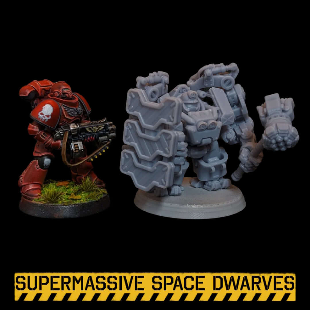 Space Dwarf ExoRigger Powersuit Guard - Sci-Fi Wargaming Miniatures, 32mm