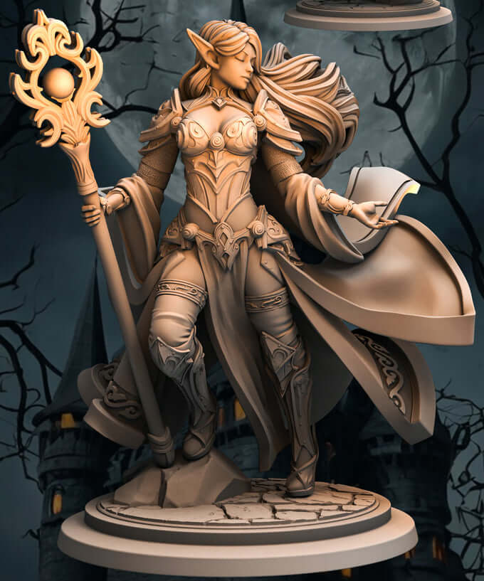 Saphire 80mm figurine, detailed fantasy RPG model for Dungeons and Dragons and Pathfinder, made of durable resin.