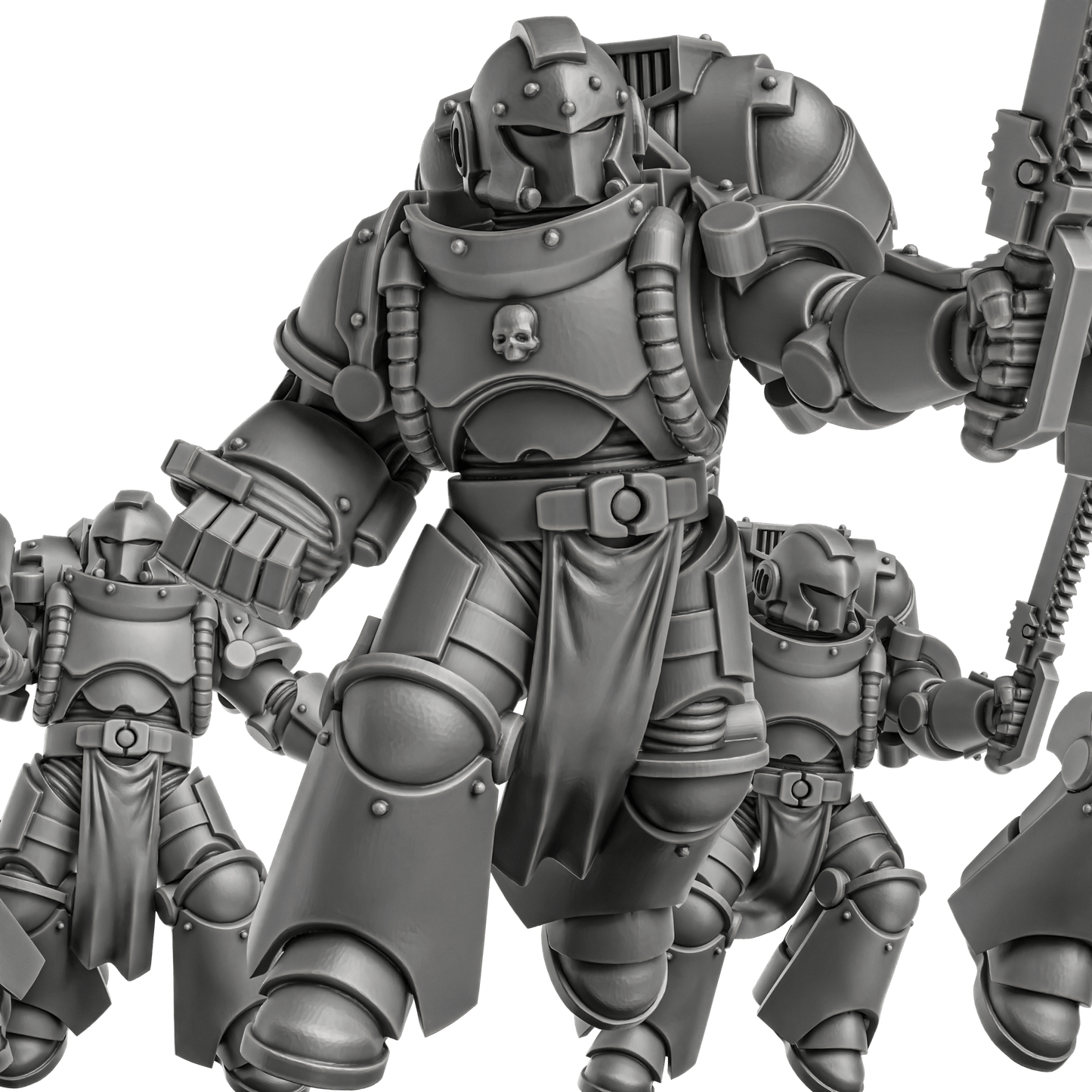 Space Knight Storm Squad With Jetpacks- by DakkaDakka, Sci-Fi Wargaming Miniatures, 32mm Scale