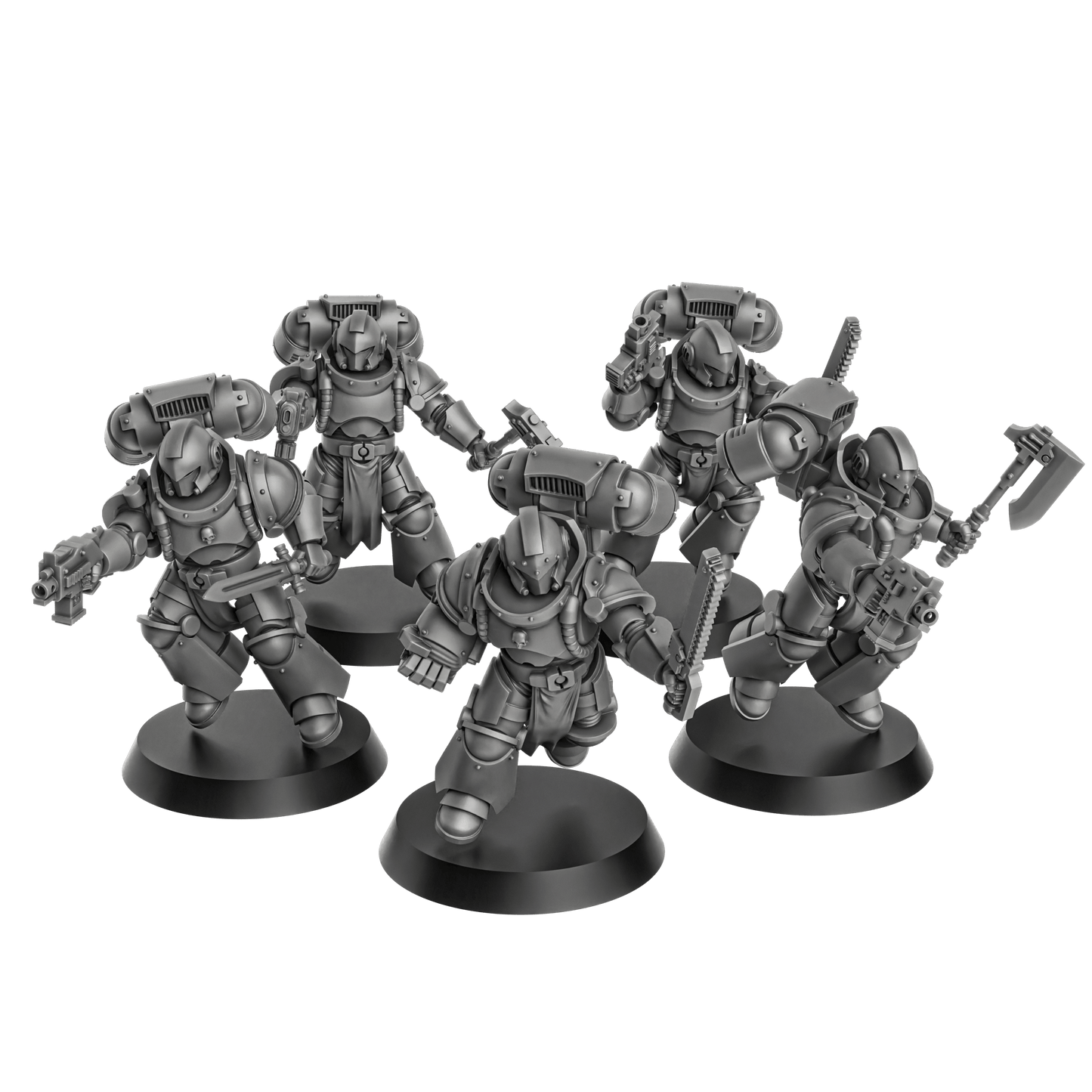 Space Knight Storm Squad With Jetpacks- by DakkaDakka, Sci-Fi Wargaming Miniatures, 32mm Scale