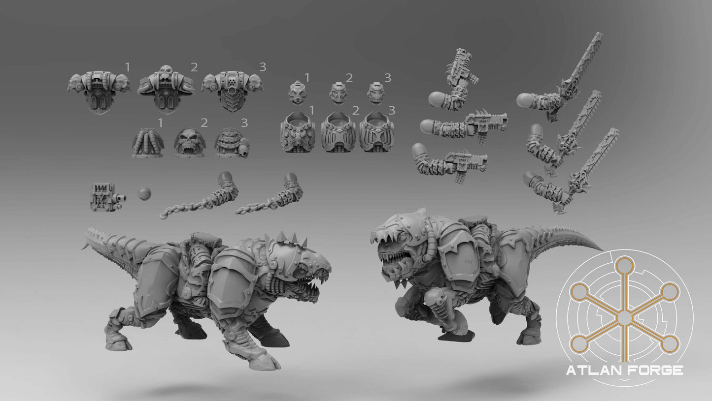 Hades Demon Riders miniatures by Atlan Forge with detailed mounts and components for sci-fi tabletop games