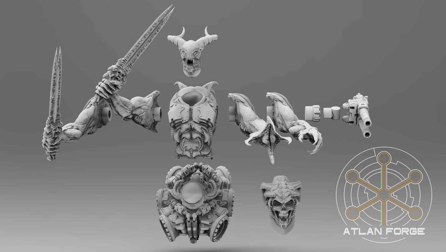 Demonic Arachne Dreadnought resin miniature showcasing its monstrous arachnid limbs and intricate details.