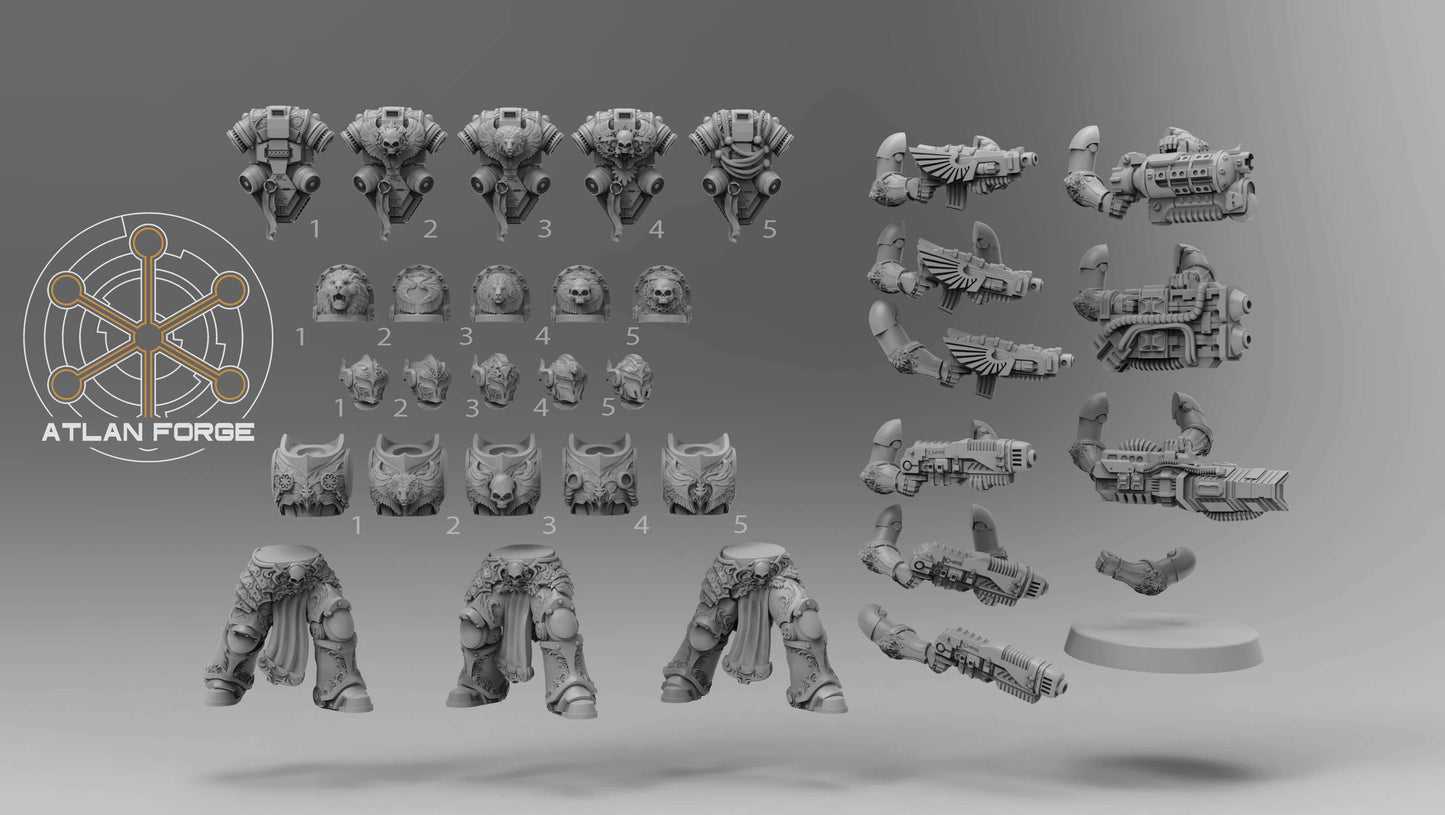 Angelic Sci-Fi Warriors Angelic Ranged Veterans resin miniatures with ornate armour and energy weapons