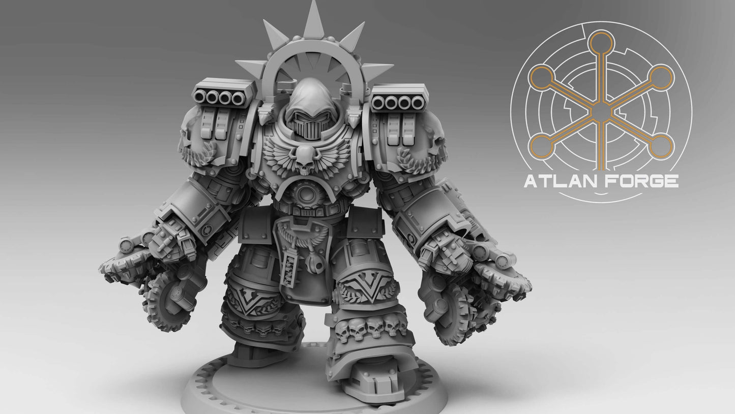 Angelic Knights Warhulks - 3 unpainted resin exo-suit heavy infantry with eagle iconography, launcher arrays, and angelic devotional armour detail