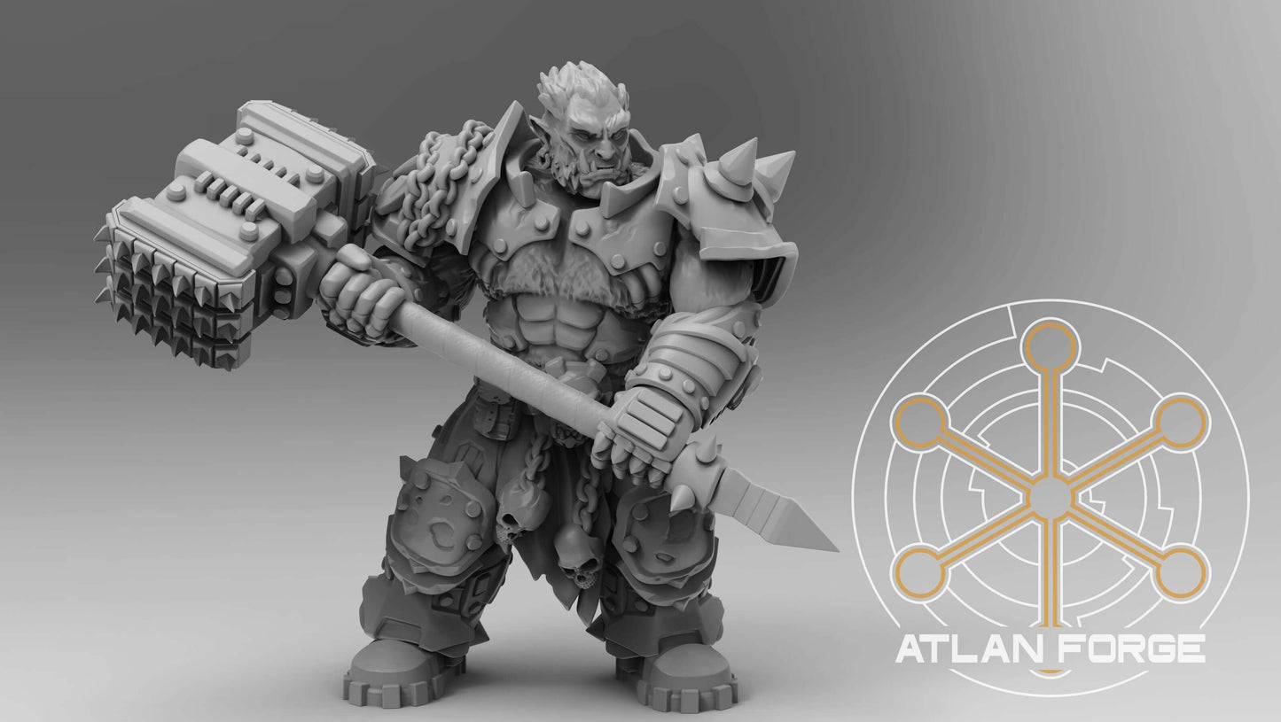 Grokk Warborn squad of five heavily armed sci-fi brute warrior resin miniatures with modular magnet-ready weapon options