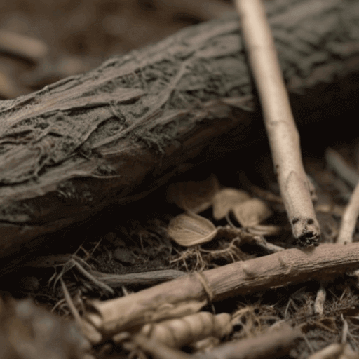 Create Your Miniature Bases Using Natural Materials Close-up of sticks and roots on forest floor, perfect for creating miniature bases with natural materials.