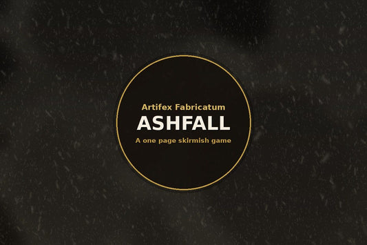 Ash falling over a dark sky, artwork for the Ashfall skirmish game