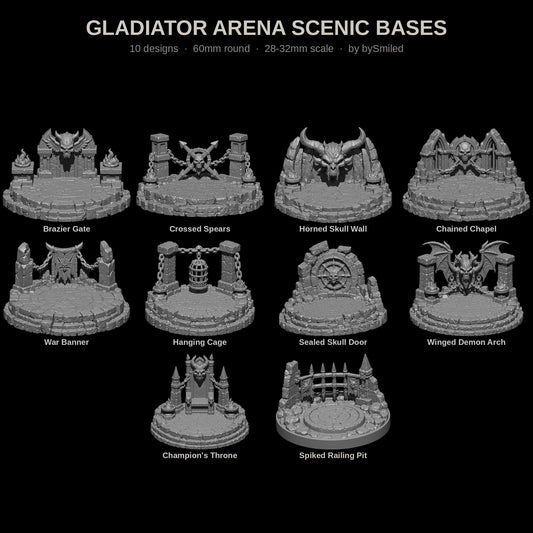 Gladiator Arena Scenic Bases, all 10 designs, 60mm resin bases by bySmiled