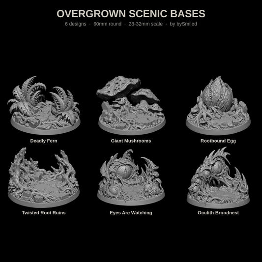 Overgrown Scenic Bases, all 6 designs, 60mm resin bases by bySmiled